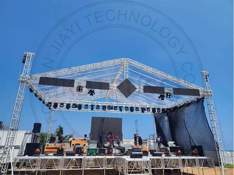 12m*10m*6m 4 pillars Outdoor Aluminum Stage lighting Truss with Triangle Top Roof For Africa